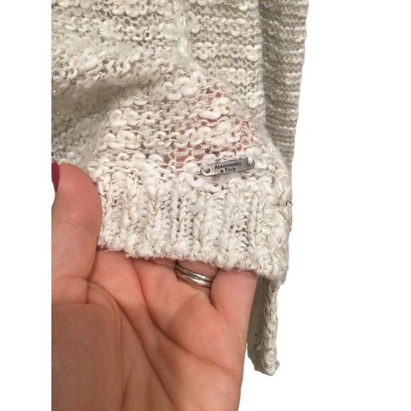 Abercrombie & Fitch sweater womens S camel white heathered cotton boho coastal - Picture 3 of 11